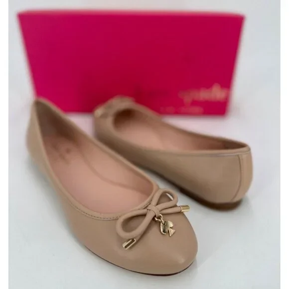 Kate Spade Willa Ballet Flats size 6 in Powder Pink Nappa Leather Bow NEW $228